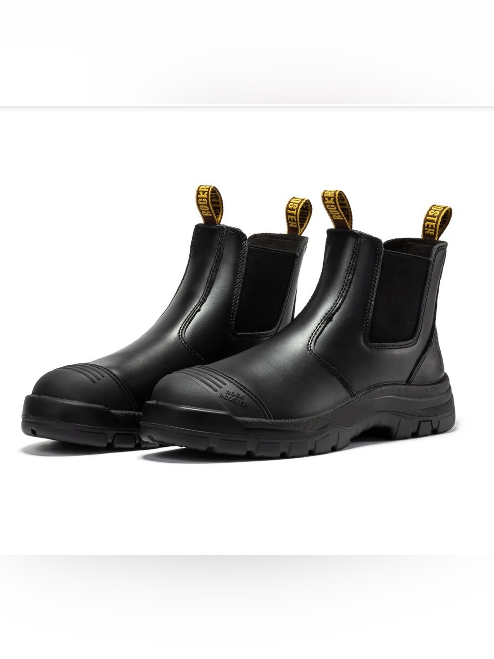 ROCKROOSTER Lumen Black 6 inch Pull on Leather Work Boots AK227NT